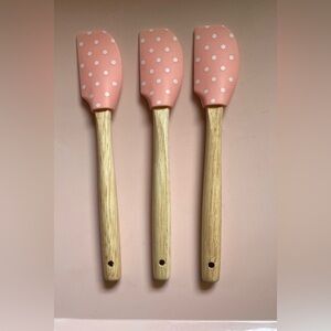 Pink Polka Dot MiniSilicone Spatula Set Of 3 With Measurement Conversion